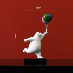 Resin Balloon Polar Bear Statue Figurines Home Decoration