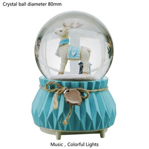 Vintage Mint Snowflake Crystal Ball Music Box Home Decor