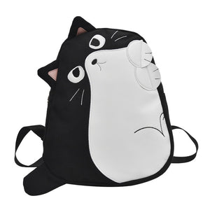 Fashion Black Cat Canvas School Bag Backpack for Teenage Girls
