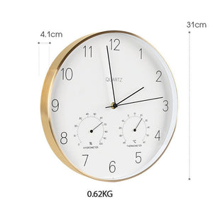 MultiFunction Thermometer Hygrometer Quiet Movement Wall Clock