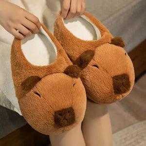 Cute Realistic Capybara Unisex Plush Indoor Slippers Shoes