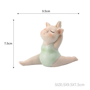 Cute Yoga Pig Resin Crafts Small Ornaments Decoration