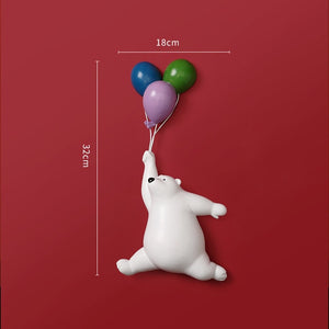 Resin Balloon Polar Bear Statue Figurines Home Decoration