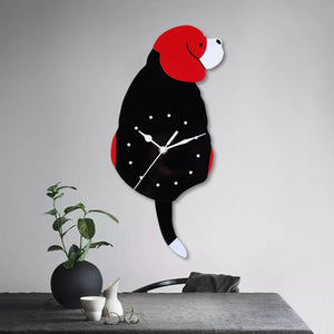 Cute Puppy Dog Wiggle Swing Tail Pendulum Acrylic Wall Clocks