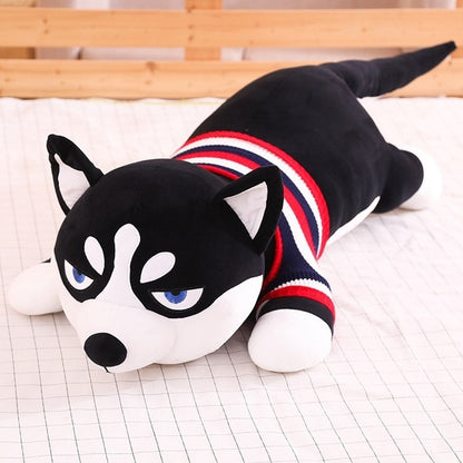 Funny Dressed Siberian Husky Lying Large Size Stuffed Plush Pillow Doll Gift