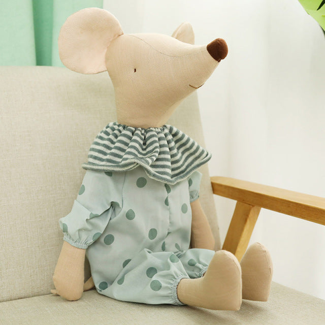 Cute Light Brown Mice Mouse with Cloth Stuffed Plush Pillow Doll