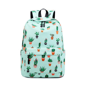Cactus Printing Waterproof Nylon Lightweight School Backpack