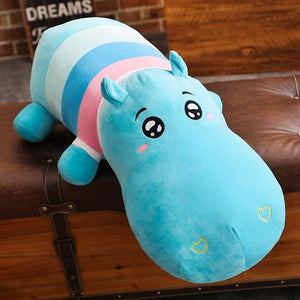 Colorful Giant Rhinoceros Hippo Super Soft Plush Stuffed Doll Pillow Cushion