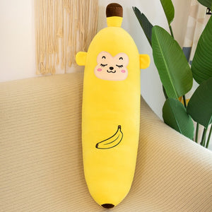Happy Monkey Face Banana Strip Plush Pillow Dolls