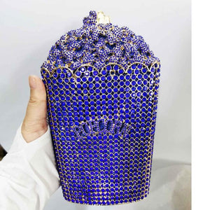 Luxury Crystal Popcorn Bucket Evening Party Purse Shoulder Bag Handbag