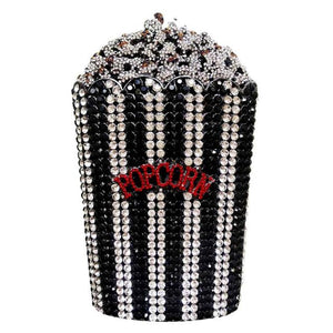 Luxury Crystal Popcorn Bucket Evening Party Purse Shoulder Bag Handbag