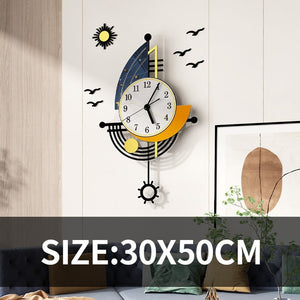 Nordic Multicolor Sailboat Design Living Room Metal Wall Clock