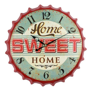 Classic Retro Beer Bottle Cap 3D Iron Metal Silent Quartz Wall Clock Bar Decoration