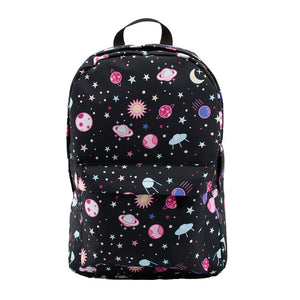 Black Galaxy Stars Water Resistant Backpack School Bag