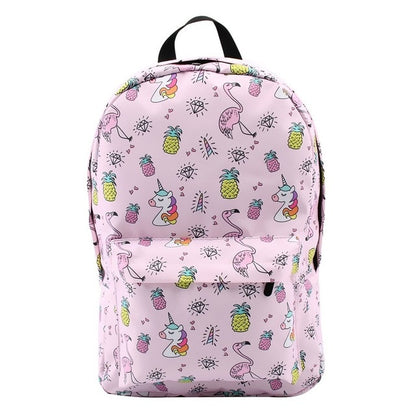 Pink Unicorn Flamingo DIamond Water Resistant Backpack School Bag