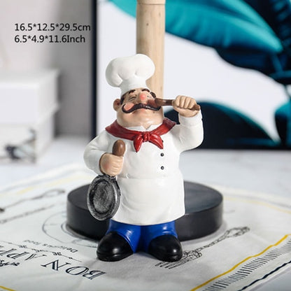 Resin Chef Double Layer Paper Towel Holder Figurines