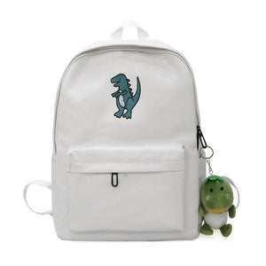 Green T-rex Dinosaur Canvas School Bag Backpack