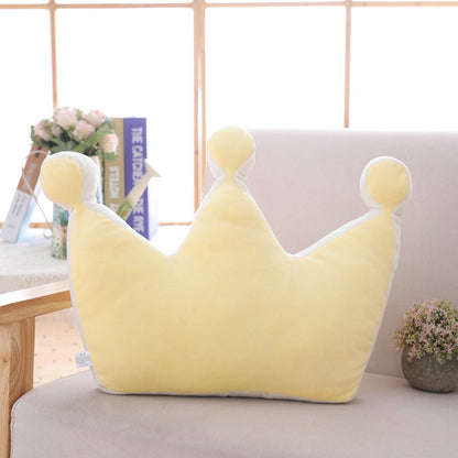 Rainbow Princess Crown Plush Stuffed Pillow for Girl Room Sofa Decor