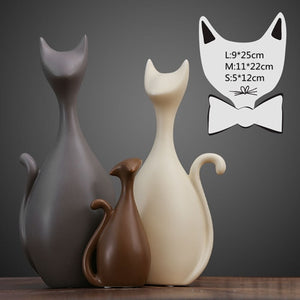 Family of Cats Ceramic Figurines Home Decoration Ornaments