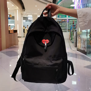 Beauty Red Lips Waterproof Backpack School Book Bag For Teenage Girls