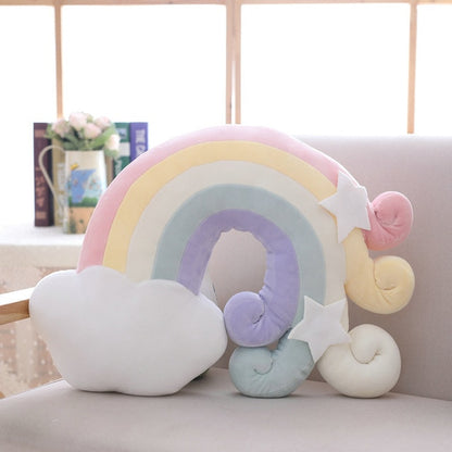 Rainbow Princess Crown Plush Stuffed Pillow for Girl Room Sofa Decor