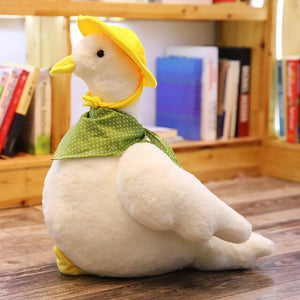 Cute White Haired Duck with Hat Soft Plush Stuffed Doll Pillow for Kids