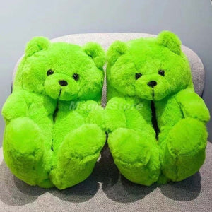 Cute Teddy Bear Furry Faux Fur Indoor Home Slippers Shoes