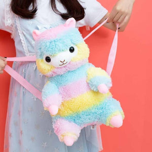 Super Cute Rainbow Alpaca Plush Plush Backpack