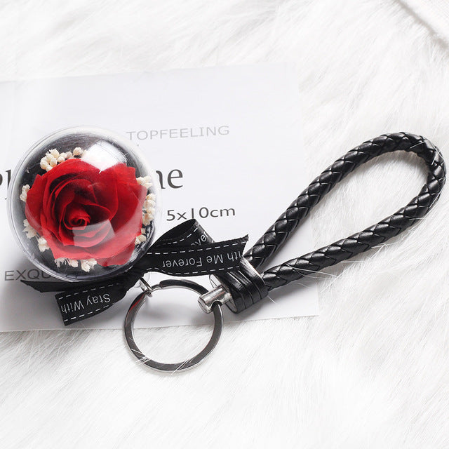Forever Rose Flower In Flask LED Glass Dome Valentines Day Gift
