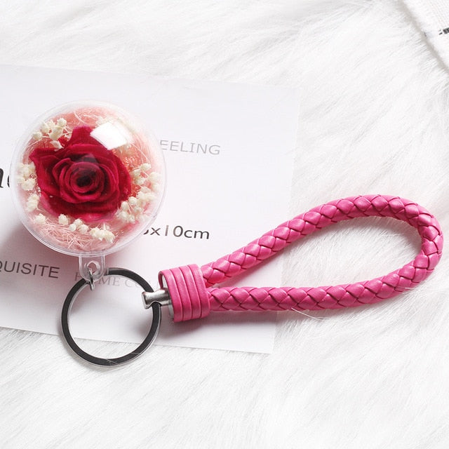 Forever Rose Flower In Flask LED Glass Dome Valentines Day Gift