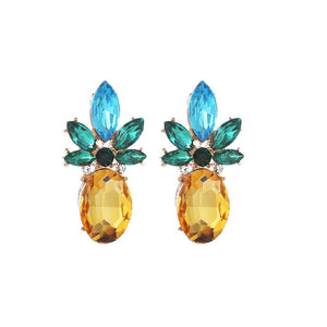 Crystal Boho Pineapple Rhinestone Drop Dangle Earrings