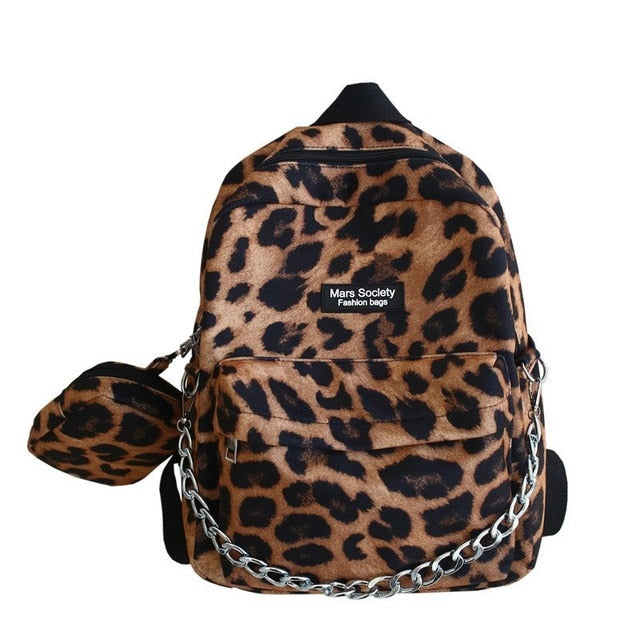 Cute Leopard Skin Print Pattern Waterproof Backpack School Bag