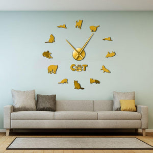 Wall Clocks - American Shorthair Cats Large Frameless DIY Wall Clock