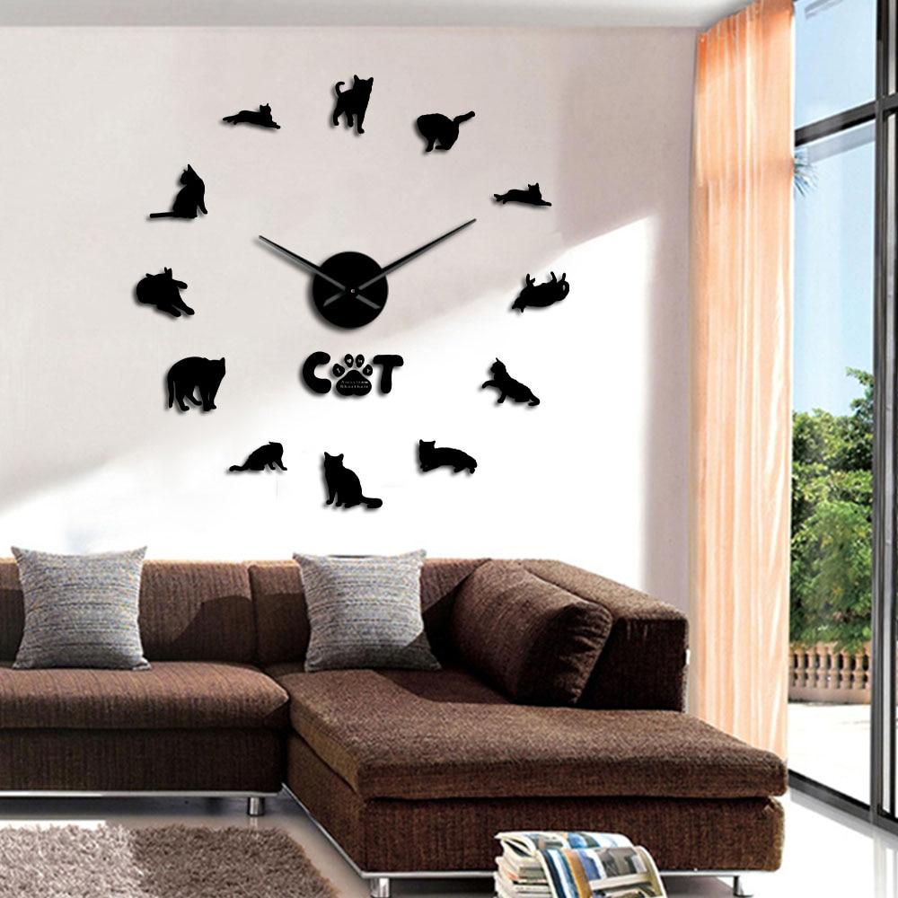 Wall Clocks - American Shorthair Cats Large Frameless DIY Wall Clock