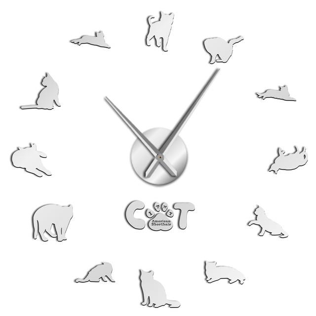 Wall Clocks - American Shorthair Cats Large Frameless DIY Wall Clock