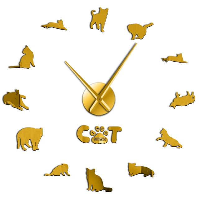 Wall Clocks - American Shorthair Cats Large Frameless DIY Wall Clock