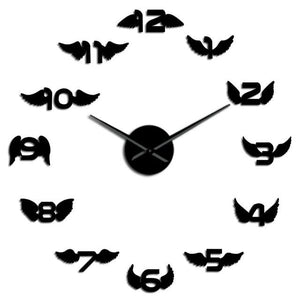 Angel Wings With Number Large Frameless DIY Wall Clock