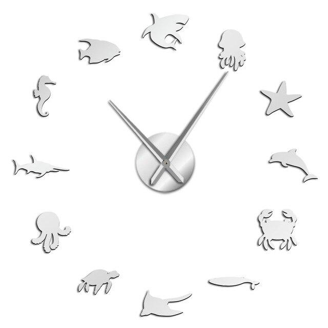 Wall Clocks - Aquatic Undersea Animals Large Frameless DIY Wall Clock