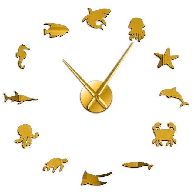 Wall Clocks - Aquatic Undersea Animals Large Frameless DIY Wall Clock