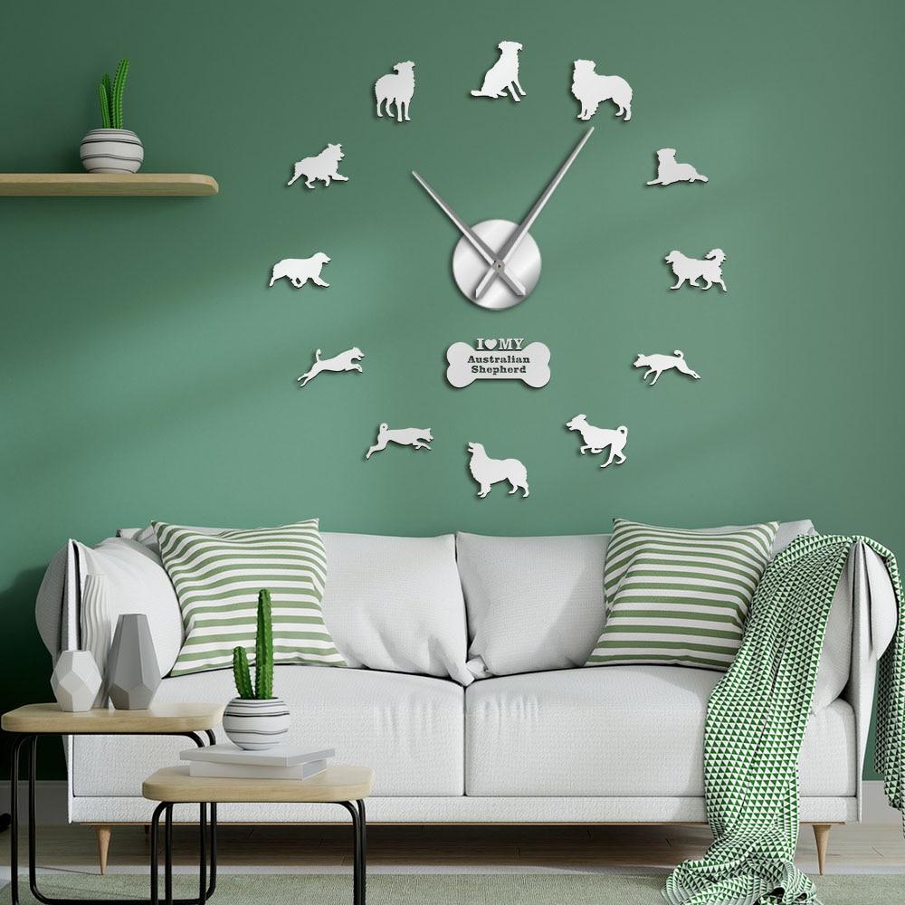 Wall Clocks - Aussie Australian Shepherd Dog Large Frameless DIY Wall Clock