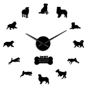 Wall Clocks - Aussie Australian Shepherd Dog Large Frameless DIY Wall Clock