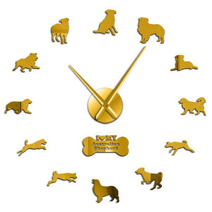 Wall Clocks - Aussie Australian Shepherd Dog Large Frameless DIY Wall Clock