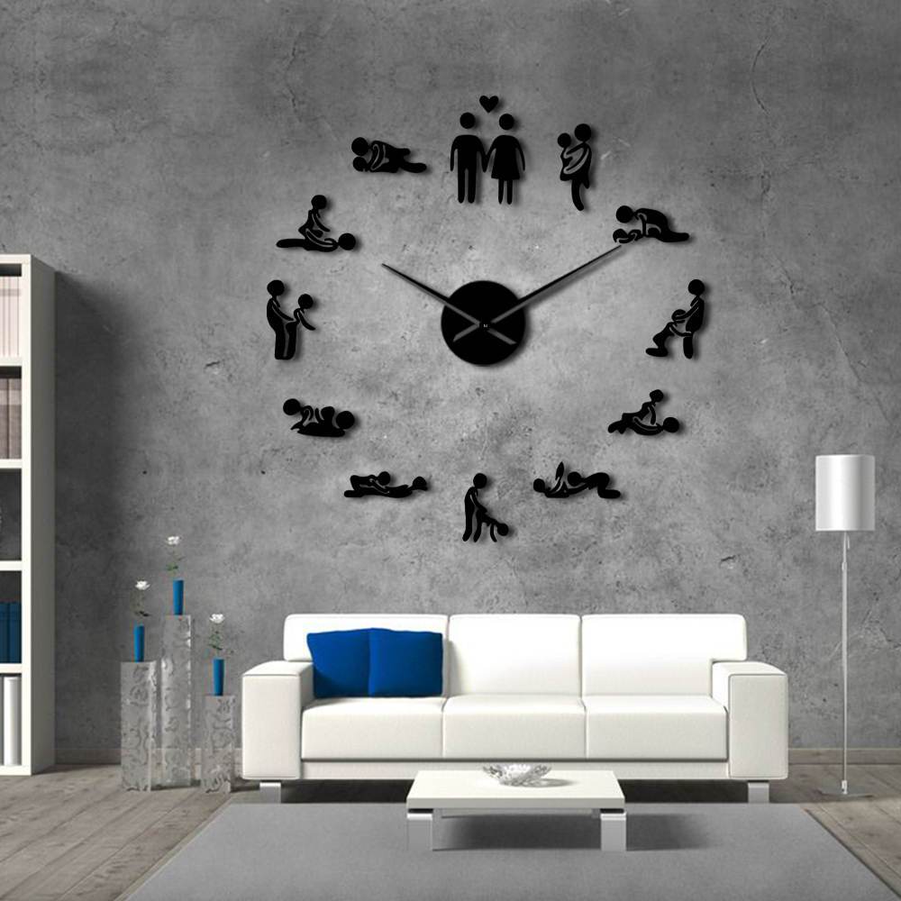 Wall Clocks - Bachelorette Sex Love Position Large Frameless DIY Wall Clock Lovers Gift