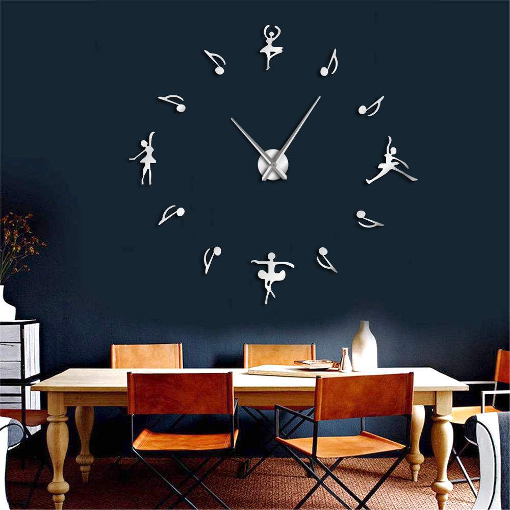 Wall Clocks - Ballet Girl Large Frameless DIY Wall Clock Music Lovers Gift