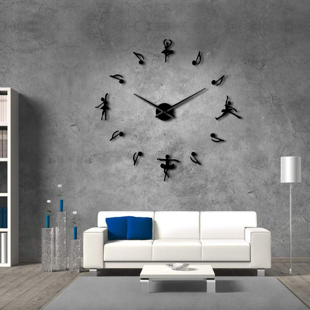 Wall Clocks - Ballet Girl Large Frameless DIY Wall Clock Music Lovers Gift