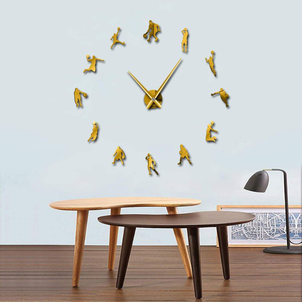 Wall Clocks - Basketball Sport Players Large Frameless DIY Wall Clock Gift