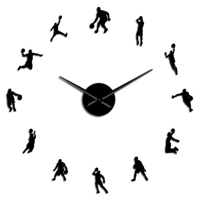 Wall Clocks - Basketball Sport Players Large Frameless DIY Wall Clock Gift