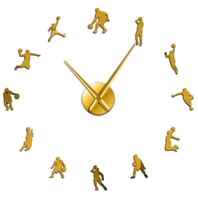 Wall Clocks - Basketball Sport Players Large Frameless DIY Wall Clock Gift