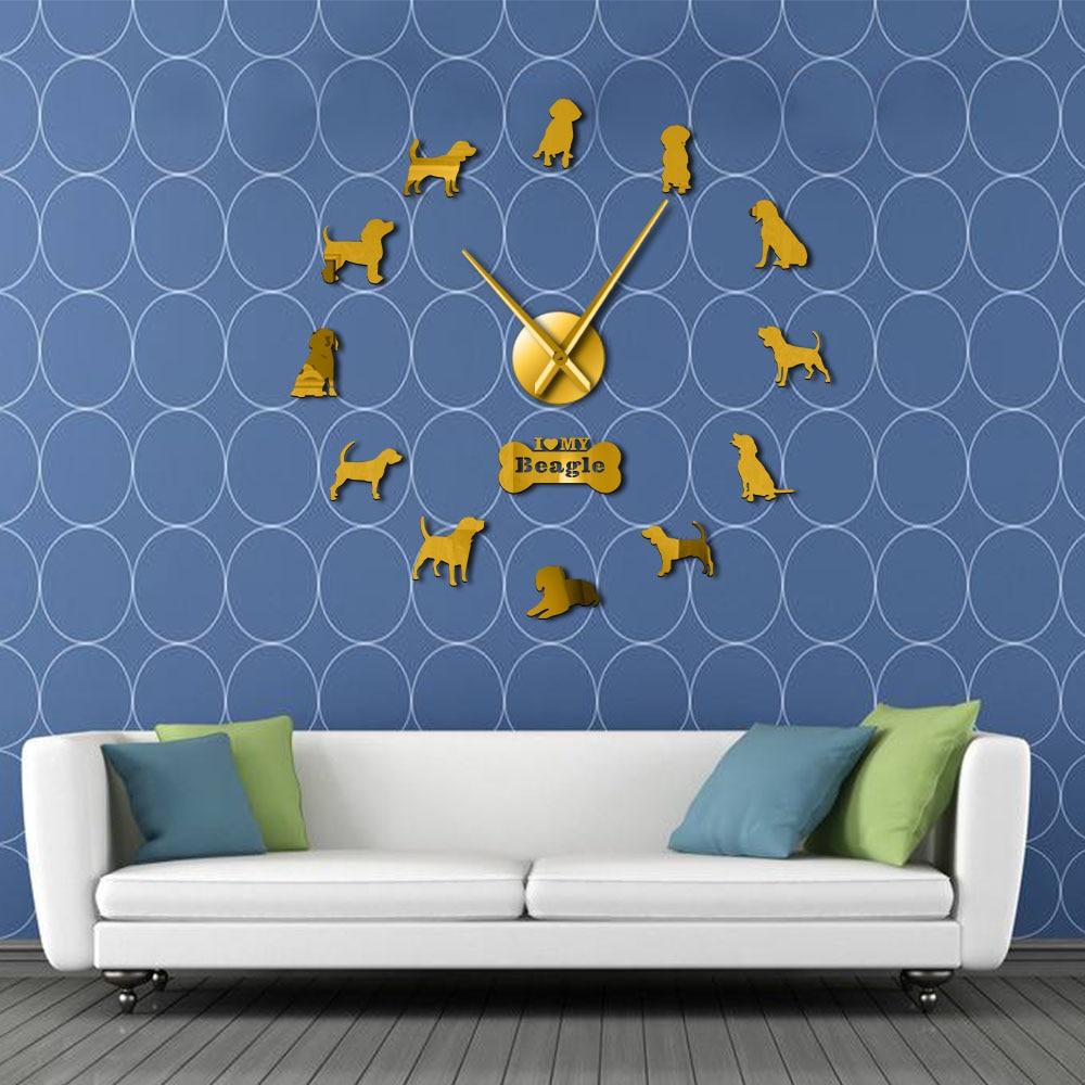 Wall Clocks - Beagle Dog Lovers Large Frameless DIY Wall Clock Gift