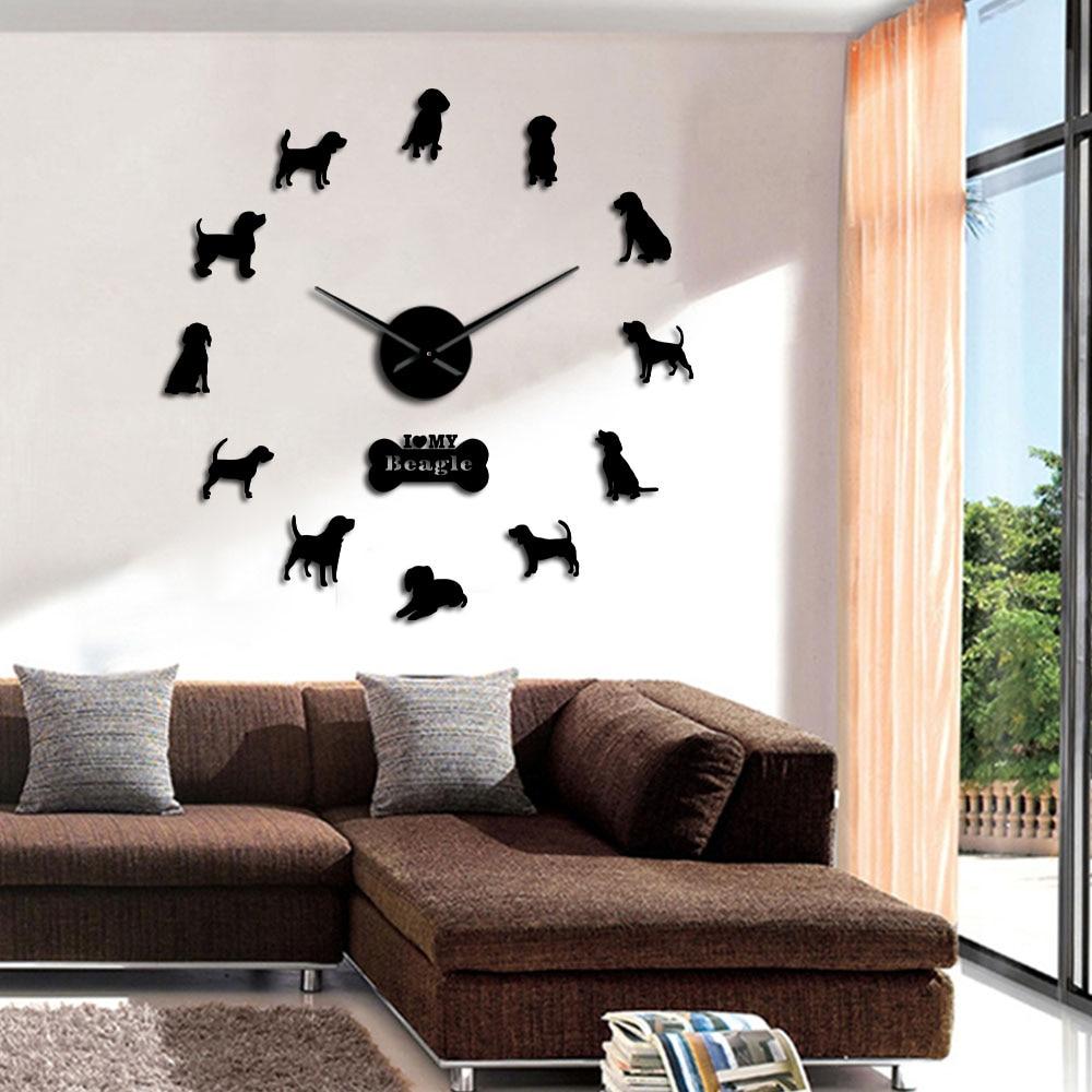 Wall Clocks - Beagle Dog Lovers Large Frameless DIY Wall Clock Gift